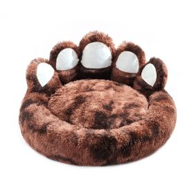 Cute Dog Bear Paw Shape Dog Bed, Dog Beds & Furniture For Small And Medium Dogs, Cozy Plush Cute Cat Beds For Indoor Cats (Option: Tiedye dark coffee-26inch)